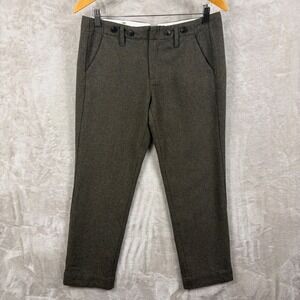 Paper Boy Anthropology Wool Blend Cinch Back Trousers Olive Khaki Size 6 Lined